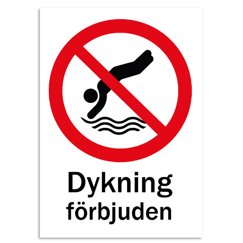 Skylt - Dykning förbjuden