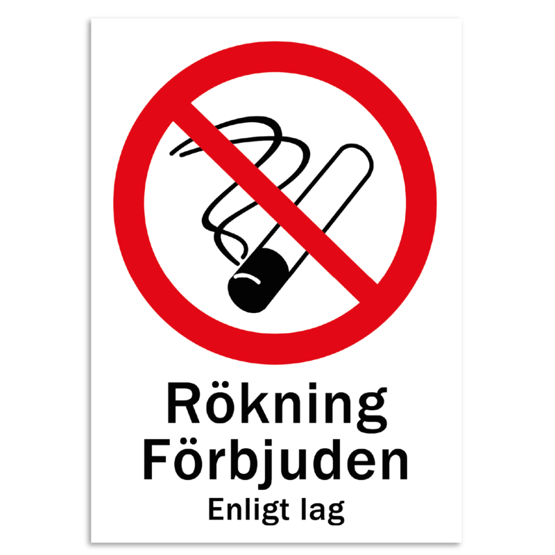 skylt rökning förbjudet enligt lag