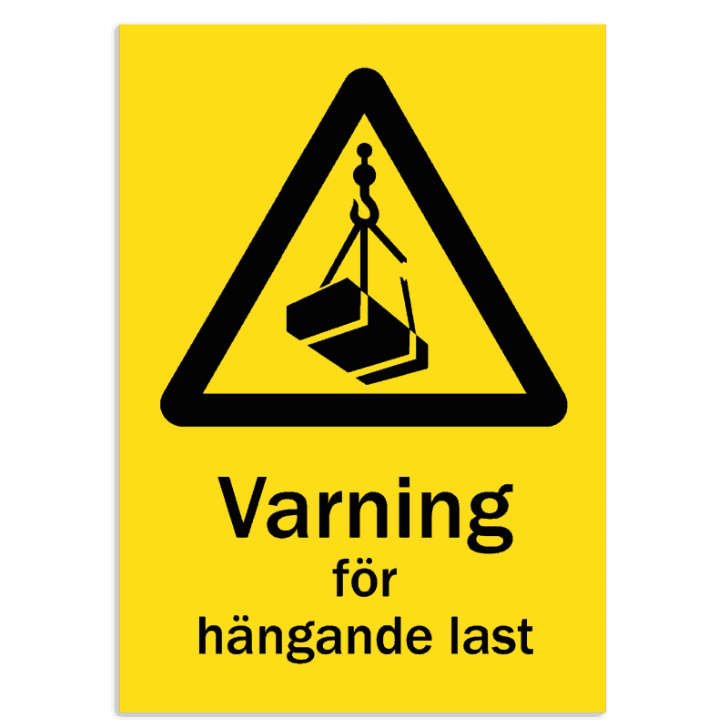 Skylt - Varning för hängande last